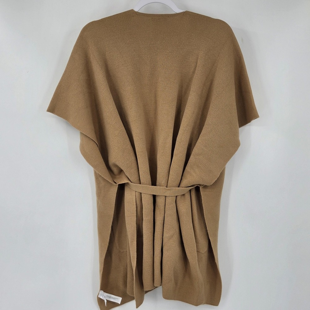 LOFT Sweater Womens M/L Beige Knit Belted Open Front Short Sleeve Cardigan Camel - Picture 7 of 7